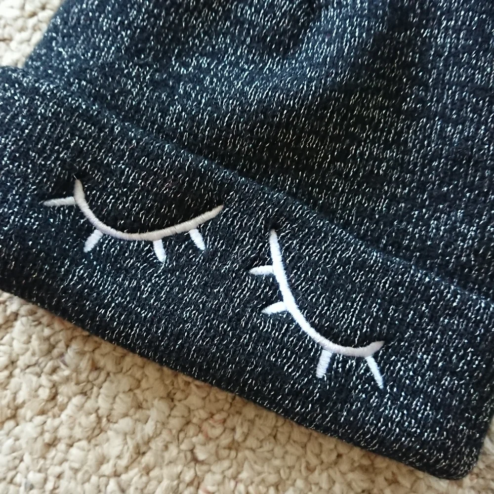 Adorable Black Knit Pom-Pom Beanie size 4/5